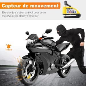 REAPP Bloque Disque Moto Alarme 110db Antivol Moto